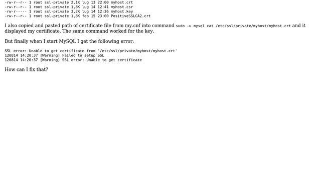 DevOps & SysAdmins: Cannot setup MySQL SSL: unable to read certificate смотреть онлайн
