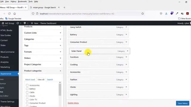 WoodMart Theme Customization 06 - Adding Product Categories To Menus In WoodMart Theme