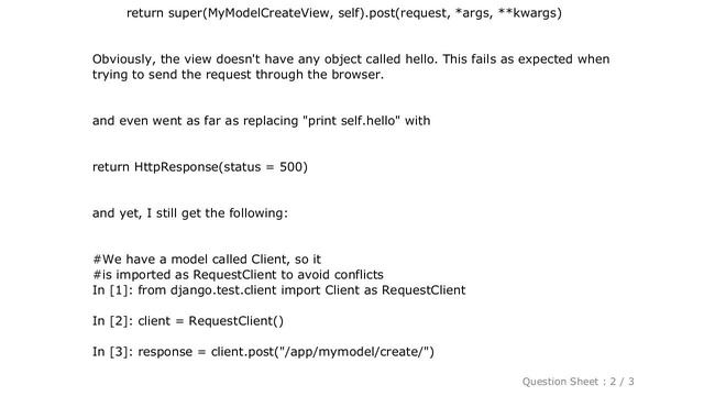 Django : Django Test Client post() returns 302 despite error on view's post() смотреть онлайн
