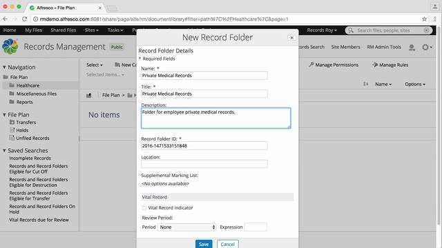 Alfresco Records Management 2.5 - Create a records folder смотреть онлайн