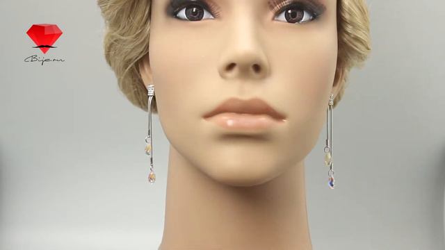 Bije.ru: Серьги-цепочки с покрытием белым золотом и кристаллами Swarovski Hayley (Хэйли) смотреть онлайн