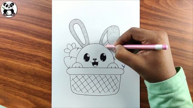 Cute rabbit inside basket drawing and colouring смотреть онлайн
