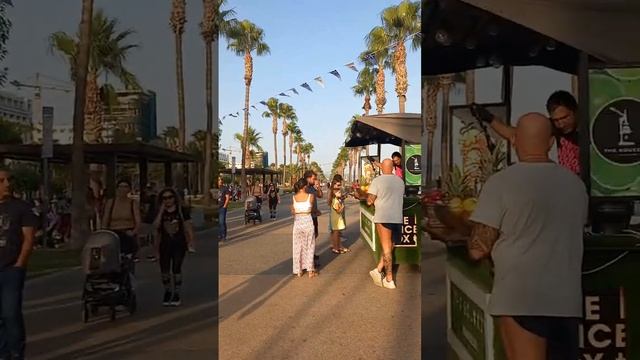 Кипр, Лимасол, набережная, пальмы, море