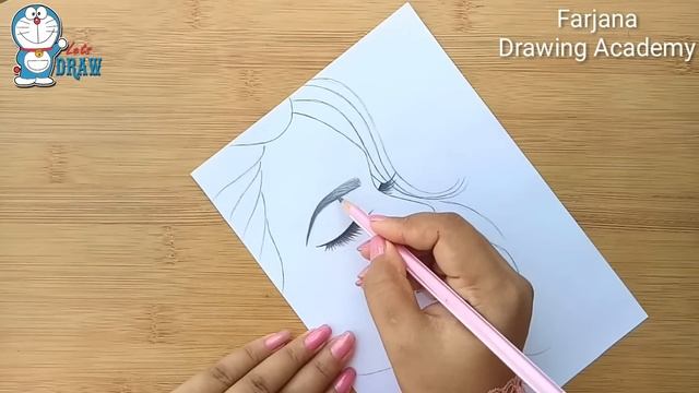 How to draw side face of female for beginners || Easy Way to Draw a girl face || Pencil Drawing смотреть онлайн