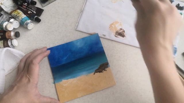Процесс рисования морского пейзажа в абстрактном стиле. Ускоренная версия. смотреть онлайн