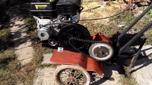 Модернизированный мотокультиватор с самодельным реверс редуктором.