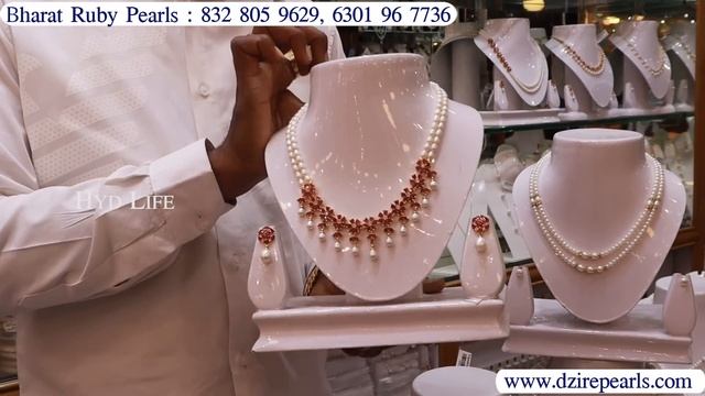 Hyderabad Pearls With Price | Chokers, Neck Sets, Bangles, Earrings | Charminar Jewellery Market смотреть онлайн