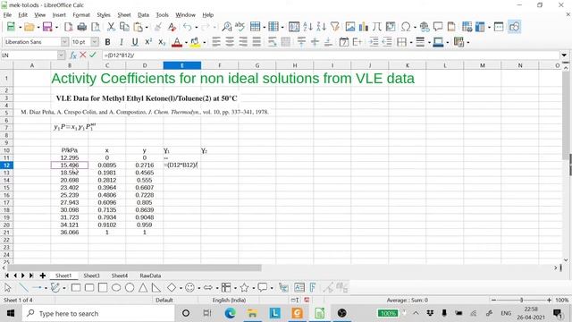 Activity Coefficient from VLE data смотреть онлайн