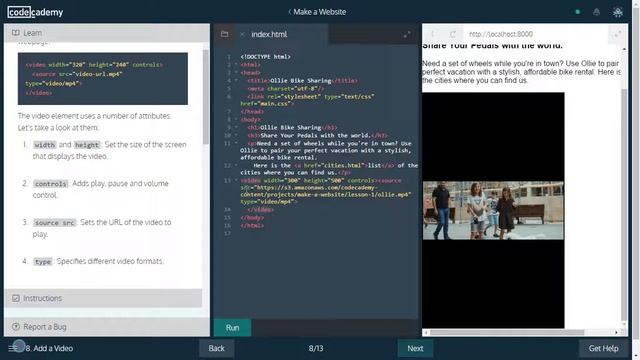Make a website - Part 4 Video element cond - Codecademy Solutions Video смотреть онлайн