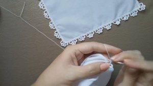 Салфетки, платочки. Обвязка края крючком. №6