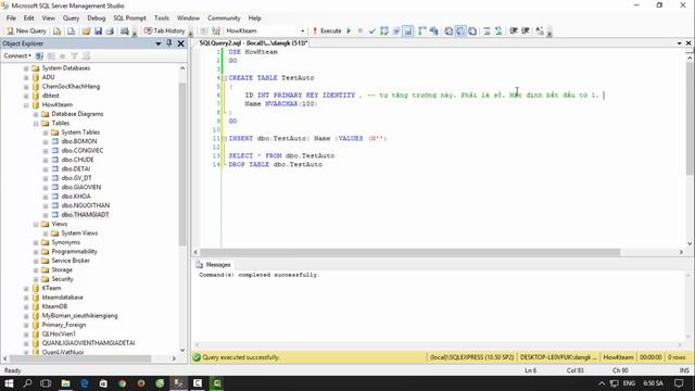 [Khóa học sử dụng SQL server] - Bài 20: Auto Increament| HowKteam смотреть онлайн