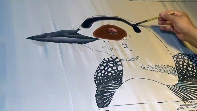 BATIK SILK PAINTING WITH JEAN-BAPTISTE - FINE ART - CANADIAN LOON