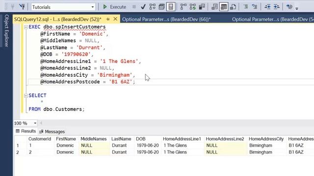 SQL Tutorial - Stored Procedures Optional Parameters смотреть онлайн