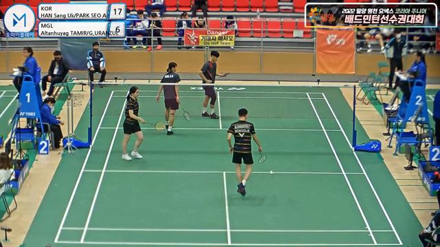 혼복 XD- U19 32강 | (KOR) HAN Sang Uk/PARK SEO A vs (MGL) Altanhuyag TAMIR/G.URANZUL[2022 밀양 원천 요넥스 코리 смотреть онлайн
