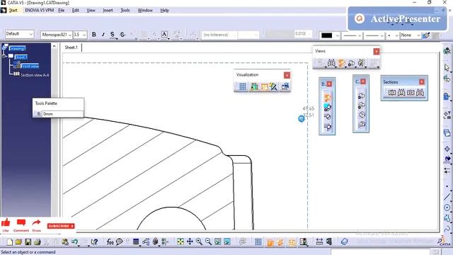 CATIA V5 DRAWING | HOW TO CREATE SECTION/CUT VIEW AND DETAIL VIEW |BEGINNERS TUTORIAL| смотреть онлайн