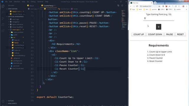 React Counter with Upper Lower Limits, Pause, Reset Controls, Set Clear Interval | React JS Tutoria смотреть онлайн