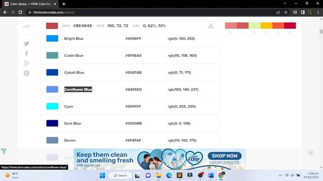 CSS COLOR NAMES смотреть онлайн