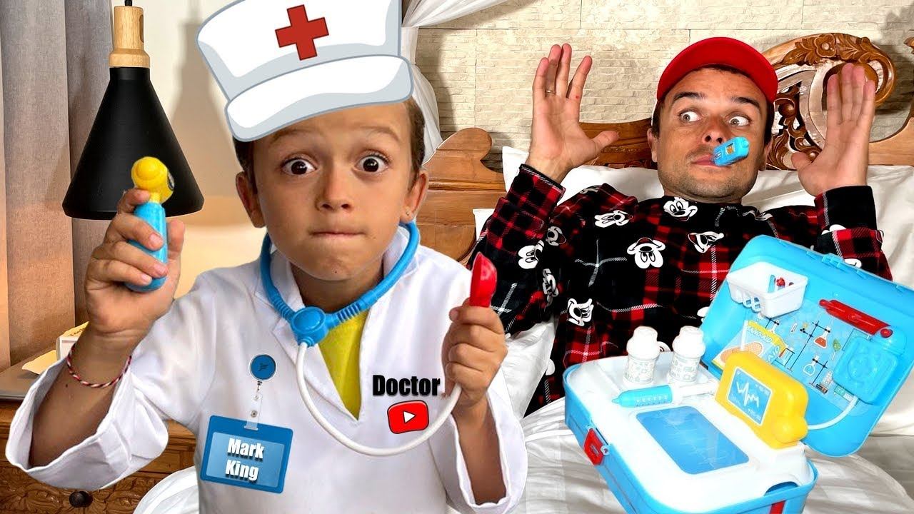 Mark as a doctor and plumber plays with dad and teaches professions to kids смотреть онлайн