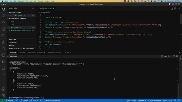 Raw String Literals in C# смотреть онлайн