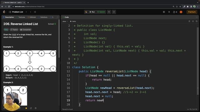 LeetCode 206. Reverse Linked List | Recursive and Iterative Code in JAVA смотреть онлайн