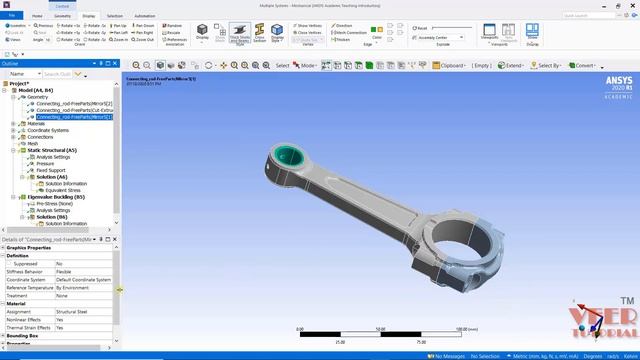 ANSYS Workbench | buckling analysis of connecting Rod смотреть онлайн