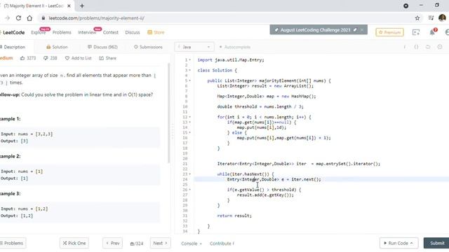 LeetCode 229 Majority Element II - HashMap Solution смотреть онлайн