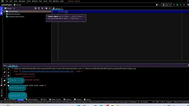 How to write hello World in PyCharm(Python language) смотреть онлайн
