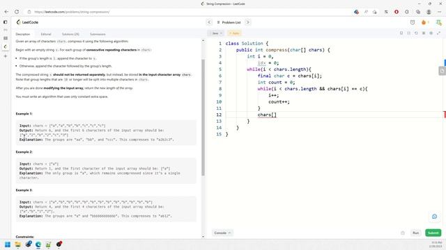 LeetCode 443 | String Compression | Counting | Debug | Java смотреть онлайн