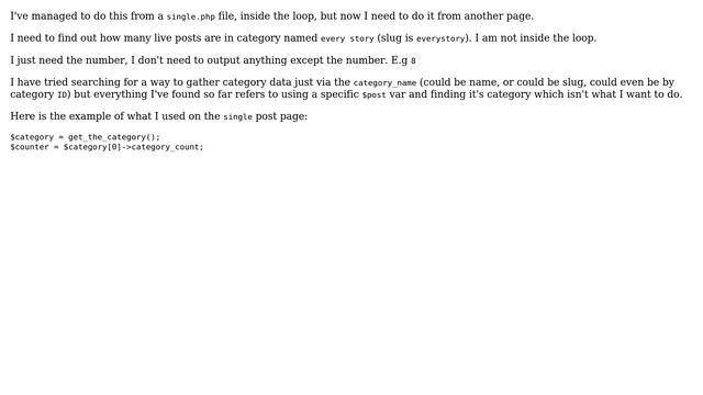 Wordpress: Get the number of posts in a named category, outside the loop смотреть онлайн