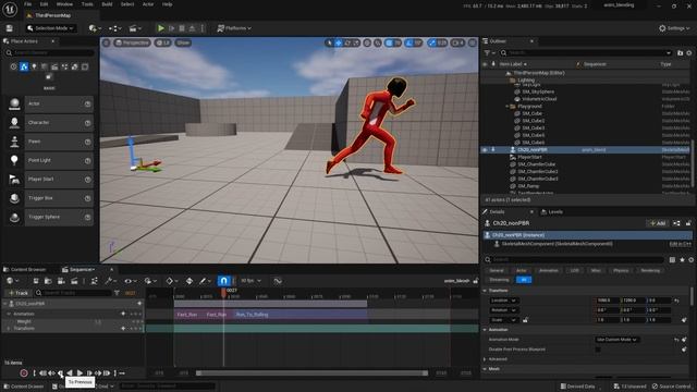 UE5 Blending Animation Sequences In Sequencer For Cinematics Or Game Use. #UE5 #unrealengine