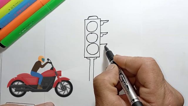 Bolalar Uchun Svetafor Rasmini Oson Chizish | Easy To Draw A Traffic Light Picture For Children