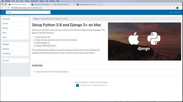 Install Python 3.8 and Django 3+ on macOS - 1 of 9 - Overview & Versions смотреть онлайн