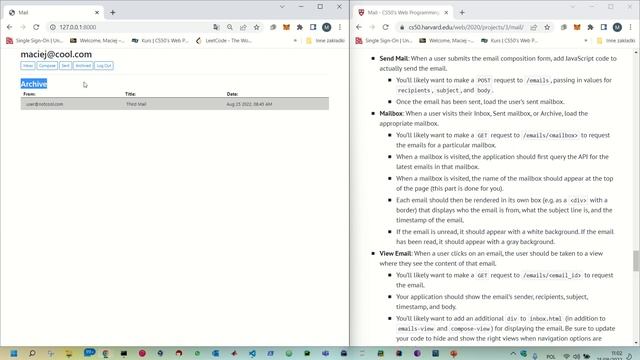 Project3 Mail | CS50’s Web Programming with Python and JavaScript смотреть онлайн