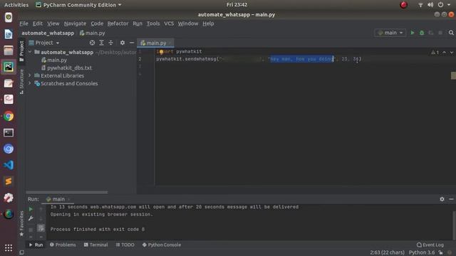 whatsapp message in two lines of python code смотреть онлайн