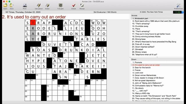 Whole Lotta Nothin’ | New York Times Crossword Puzzle Walkthrough | Thursday, October 22nd 2020 смотреть онлайн