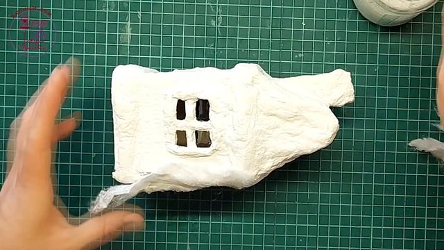 Заснеженный домик из картона и ваты. МК смотреть онлайн