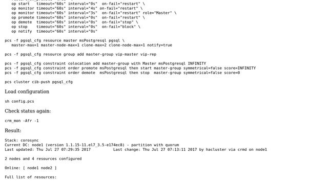 Why primary node disconnect when set automatic failover with PostgreSQL and Pacemaker? смотреть онлайн
