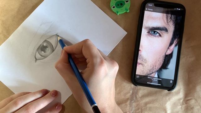 How to draw a realistic eye step by step/ Drawing eyes of Ian Somerhalder/My first video in English смотреть онлайн