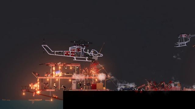 Combat helicopters attack a naval base in People Playground смотреть онлайн