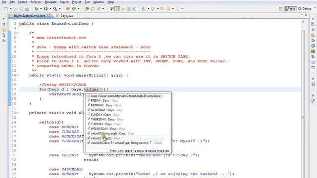 JAVA HOW TO USE ENUMS IN SWITCH CASE DEMO смотреть онлайн