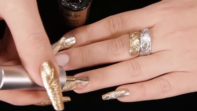 Создаем золотой Голливудский маникюр при помощи фактурного геля  от Формулы Профи и Хрома