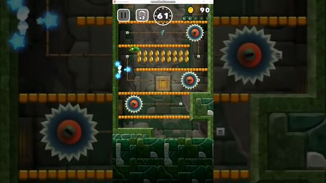 Super Mario Run. Мир 4-1 Вверх по башне с пилами. 5 черных монеток. смотреть онлайн