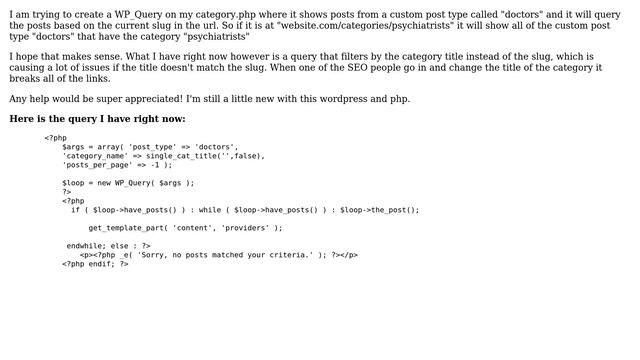 Wordpress: custom query with custom post type and category slug смотреть онлайн