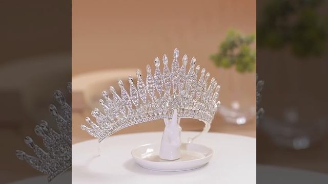 Модные серебристого цвета стразы с кристаллами, королева, большая корона, свадебная тиара