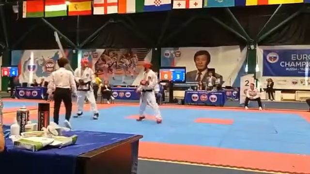 Чемпионат Европы по тхэквондо ГТФ Некоторые моменты боя нашего спортсмена 2021 смотреть онлайн