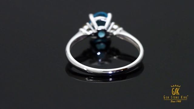 10K White Gold 1.50 Ct Swiss Blue Topaz White Created Sapphire 3-Stone Ring смотреть онлайн