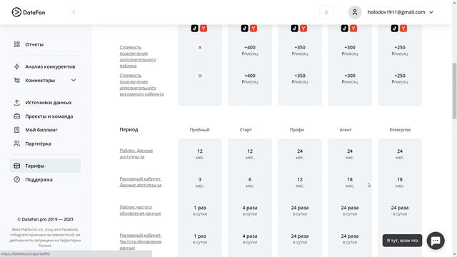 Как выбрать тариф в DataFan смотреть онлайн