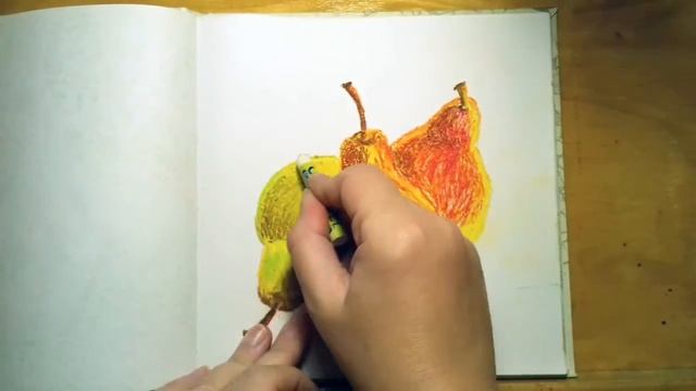? Как нарисовать груши масляной пастелью. oil pastel pears painting смотреть онлайн