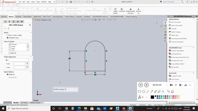 How to Export a dxf file from solidworks sketch смотреть онлайн