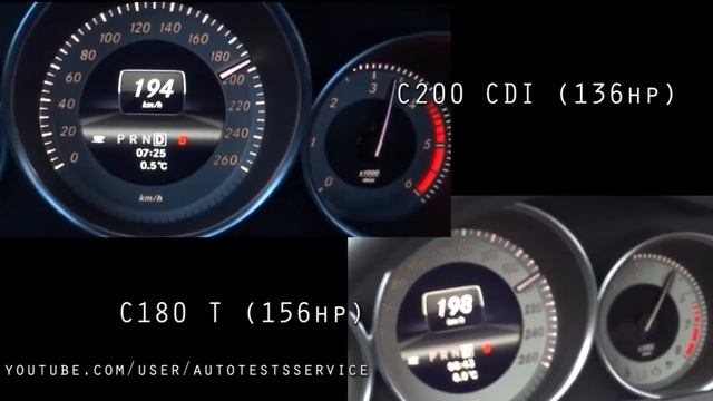 Mercedes C180 T Vs C200 CDI 0-100 0-200 C-Class C-Klasse W204